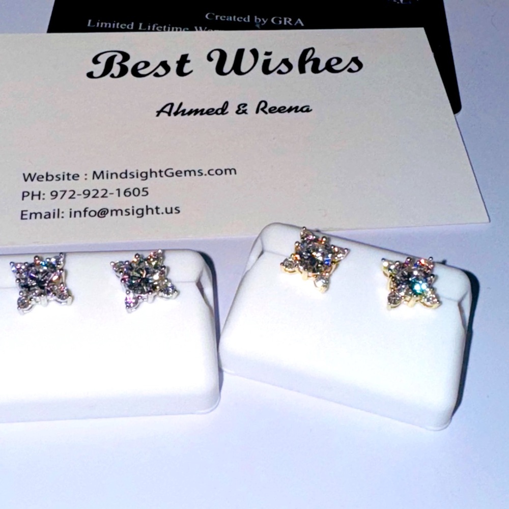 2 carat VVS Certified Moissanite Diamond Screwback Studs, Unisex Earrings, Gift